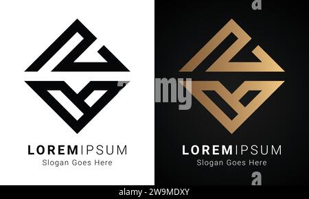 Luxury Initial ZB or BZ Monogram Text Letter Logo Design Stock Vector