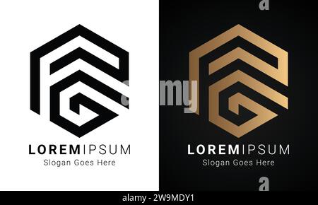 Luxury Initial GP or PG Monogram Text Letter Logo Design Stock Vector