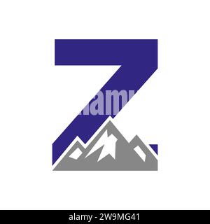 Mount Logo On Letter Z, Mount Hill Symbol Vector Template Stock Vector