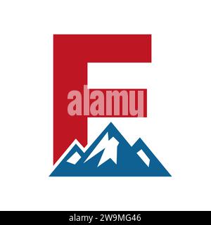 Mount Logo On Letter E, Mount Hill Symbol Vector Template Stock Vector
