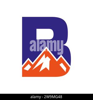 Mount Logo On Letter B, Mount Hill Symbol Vector Template Stock Vector