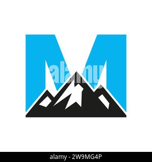 Mount Logo On Letter M, Mount Hill Symbol Vector Template Stock Vector