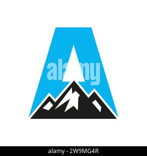 Mount Logo On Letter A, Mount Hill Symbol Vector Template Stock Vector