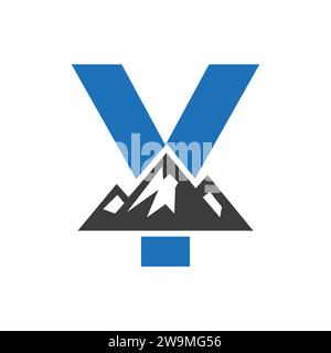 Mount Logo On Letter Y, Mount Hill Symbol Vector Template Stock Vector