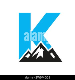 Mount Logo On Letter K, Mount Hill Symbol Vector Template Stock Vector