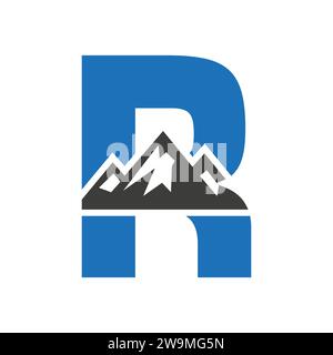 Mount Logo On Letter R, Mount Hill Symbol Vector Template Stock Vector