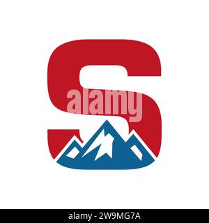 Mount Logo On Letter S, Mount Hill Symbol Vector Template Stock Vector