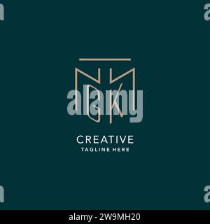 GK monogram initial logo with geometric shield and star icon design ...
