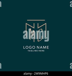 Luxury modern MC logo monogram with geometric monoline style vector graphic Stock Vector