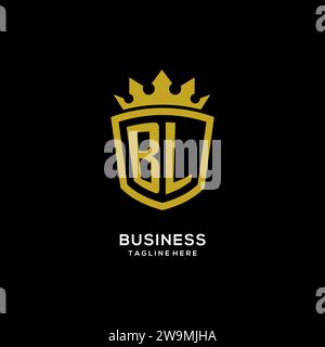 Initial BL logo shield crown style, luxury elegant monogram logo design vector graphic Stock Vector