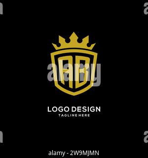 Initial AB logo shield crown style, luxury elegant monogram logo design vector graphic Stock Vector