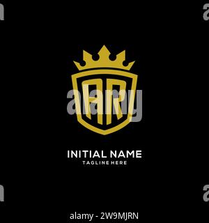 Initial AR logo shield crown style, luxury elegant monogram logo design vector graphic Stock Vector