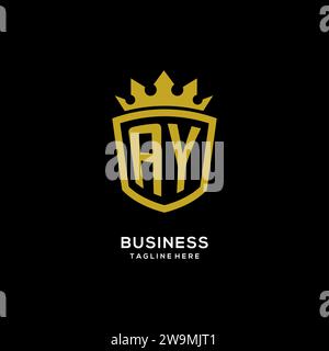 Initial AY logo shield crown style, luxury elegant monogram logo design vector graphic Stock Vector