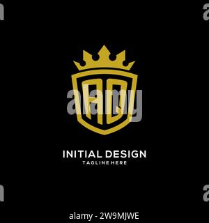 Initial AQ logo shield crown style, luxury elegant monogram logo design vector graphic Stock Vector