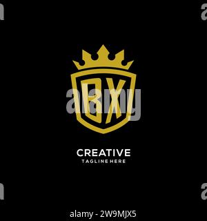 Initial BX logo shield crown style, luxury elegant monogram logo design vector graphic Stock Vector