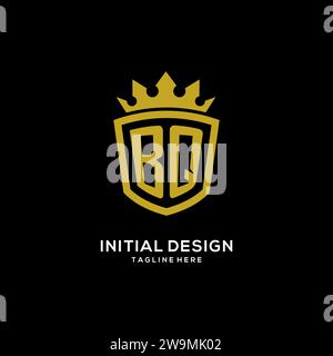 Initial BQ logo shield crown style, luxury elegant monogram logo design vector graphic Stock Vector