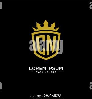 Initial CN logo shield crown style, luxury elegant monogram logo design vector graphic Stock Vector
