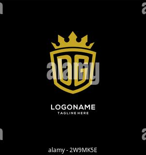 Initial DG logo shield crown style, luxury elegant monogram logo design vector graphic Stock Vector