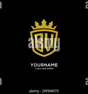 Initial BV logo shield crown style, luxury elegant monogram logo design vector graphic Stock Vector