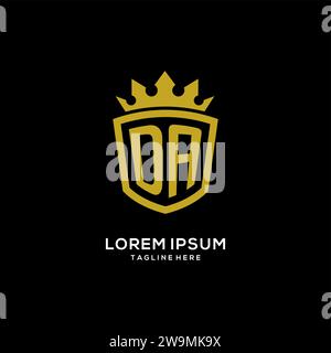 Initial DA logo shield crown style, luxury elegant monogram logo design vector graphic Stock Vector