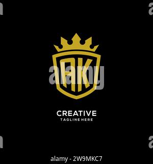 Initial AK logo shield crown style, luxury elegant monogram logo design vector graphic Stock Vector