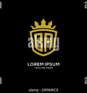 Initial BA logo shield crown style, luxury elegant monogram logo design vector graphic Stock Vector
