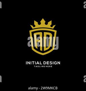 Initial AD logo shield crown style, luxury elegant monogram logo design vector graphic Stock Vector