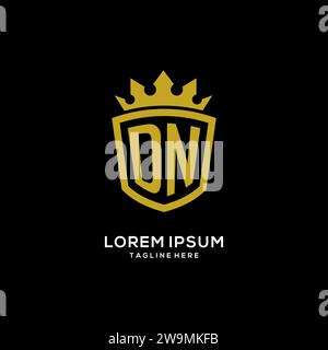 Initial DN logo shield crown style, luxury elegant monogram logo design vector graphic Stock Vector