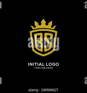 Initial BS logo shield crown style, luxury elegant monogram logo design vector graphic Stock Vector