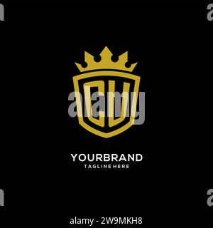 Initial CU logo shield crown style, luxury elegant monogram logo design vector graphic Stock Vector