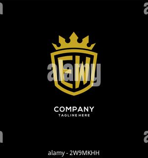 Initial EW logo shield crown style, luxury elegant monogram logo design vector graphic Stock Vector