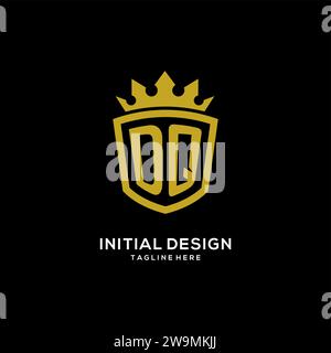 Initial DQ logo shield crown style, luxury elegant monogram logo design vector graphic Stock Vector