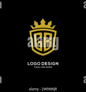 Initial GB logo shield crown style, luxury elegant monogram logo design vector graphic Stock Vector