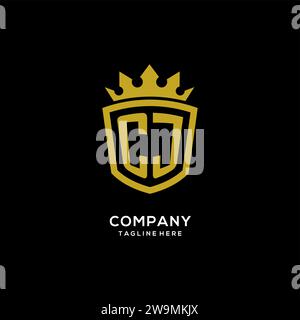 Initial CJ logo shield crown style, luxury elegant monogram logo design vector graphic Stock Vector