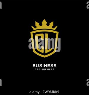 Initial CL logo shield crown style, luxury elegant monogram logo design vector graphic Stock Vector