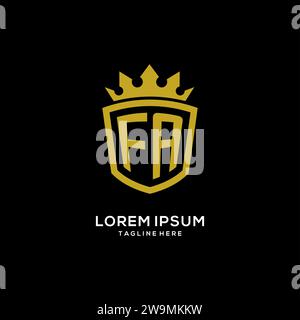 Initial FA logo shield crown style, luxury elegant monogram logo design vector graphic Stock Vector