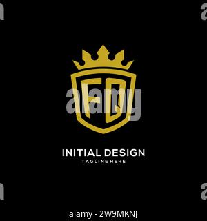 Initial FQ logo shield crown style, luxury elegant monogram logo design vector graphic Stock Vector