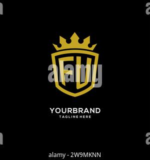 Initial FU logo shield crown style, luxury elegant monogram logo design vector graphic Stock Vector