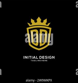 Initial DD logo shield crown style, luxury elegant monogram logo design vector graphic Stock Vector