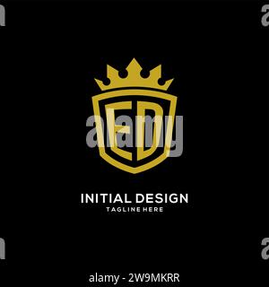 Initial ED logo shield crown style, luxury elegant monogram logo design vector graphic Stock Vector