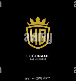 Initial HG logo shield crown style, luxury elegant monogram logo design vector graphic Stock Vector