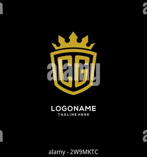 Initial CG logo shield crown style, luxury elegant monogram logo design vector graphic Stock Vector