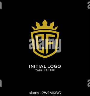 Initial CF logo shield crown style, luxury elegant monogram logo design vector graphic Stock Vector