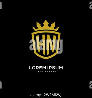 Initial HN logo shield crown style, luxury elegant monogram logo design vector graphic Stock Vector