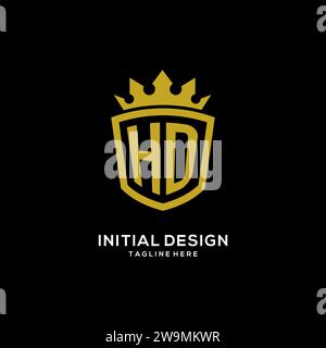 Initial HD logo shield crown style, luxury elegant monogram logo design vector graphic Stock Vector