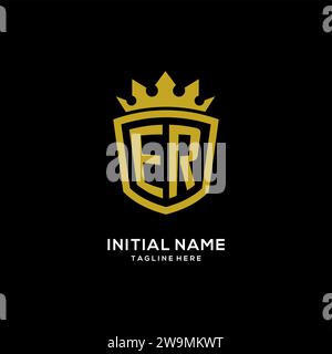 Initial ER logo shield crown style, luxury elegant monogram logo design vector graphic Stock Vector