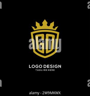 Initial GO logo shield crown style, luxury elegant monogram logo design vector graphic Stock Vector