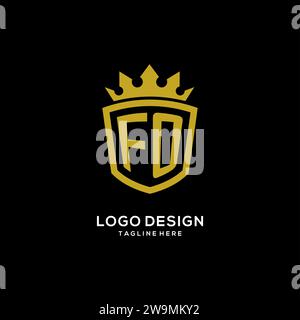 Initial FO logo shield crown style, luxury elegant monogram logo design vector graphic Stock Vector