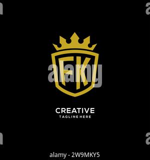 Initial FK logo shield crown style, luxury elegant monogram logo design vector graphic Stock Vector