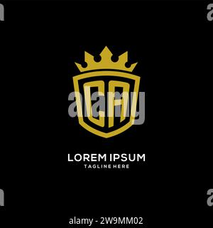 Initial CA logo shield crown style, luxury elegant monogram logo design vector graphic Stock Vector